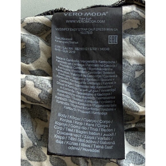 Vero Moda Cheetah Leopard Animal Print Midi Dress Side Slit Spaghetti Strap - Picture 4 of 4